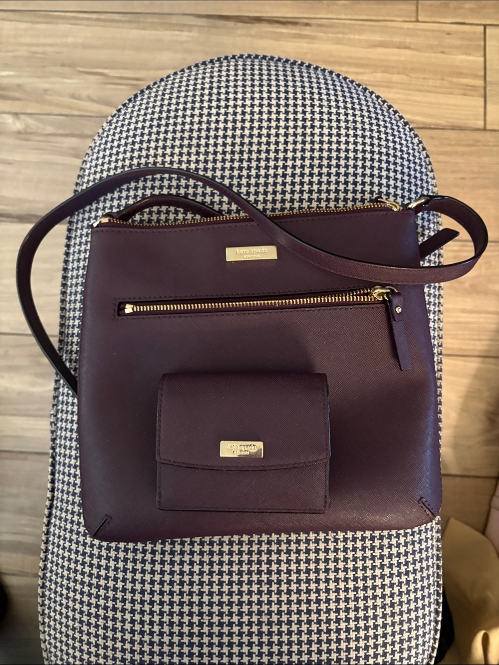 kate spade Plum Saffiano Leather Crossbody with Gold Hardware